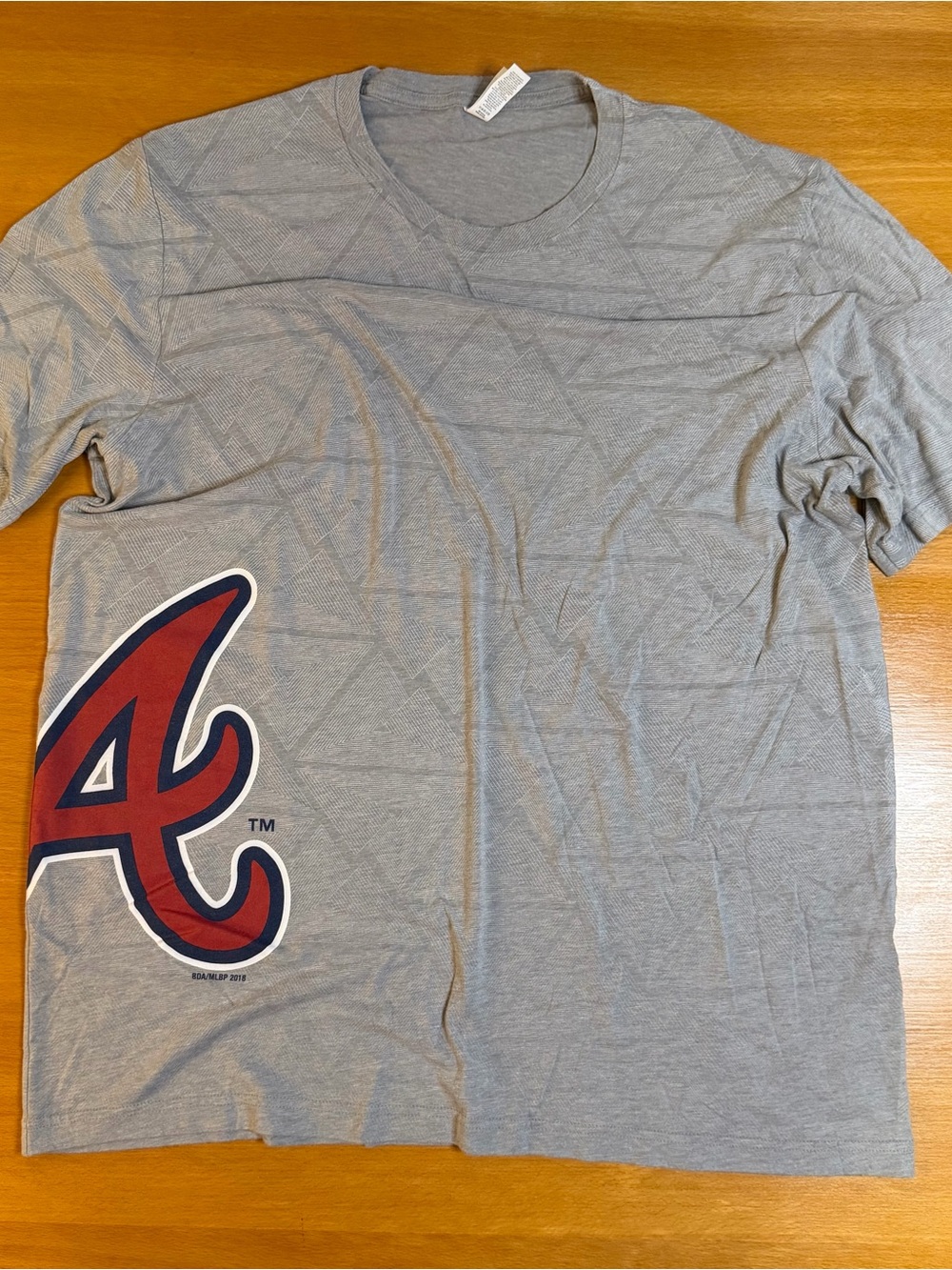 Bella Canvas Gray Short-Sleeve Tee with Red & Navy Atlanta 'A' Logo
